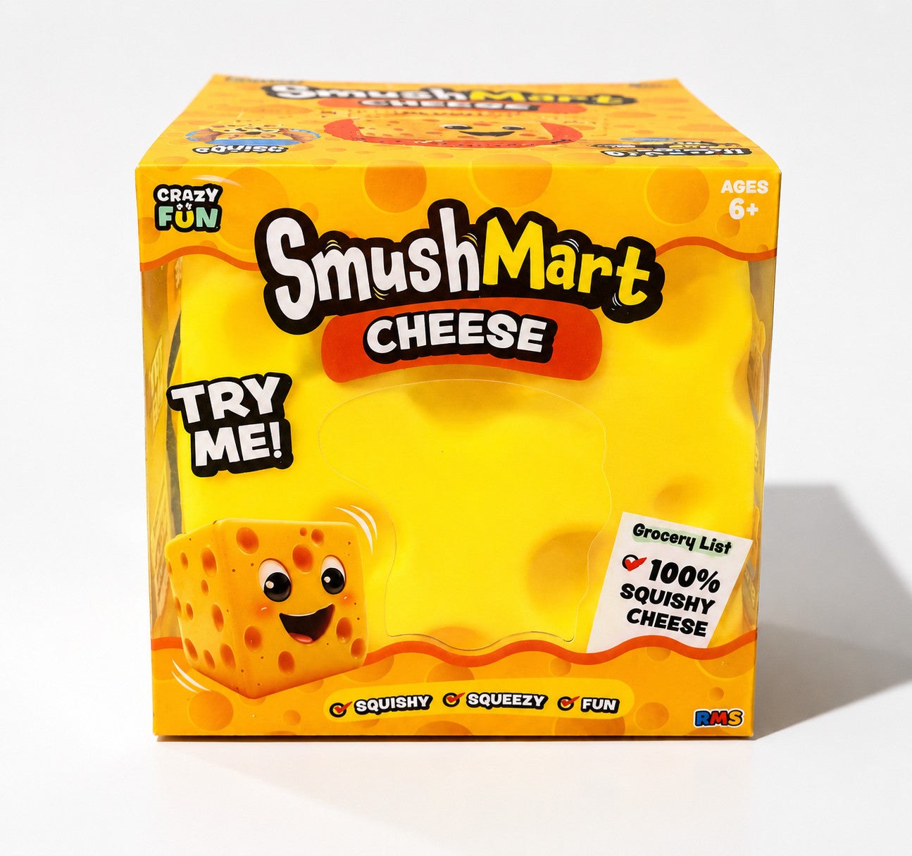 RMS Crazy Fun SmushMart Cheese Squishy Stretch Sensory Fidget Toy NEW