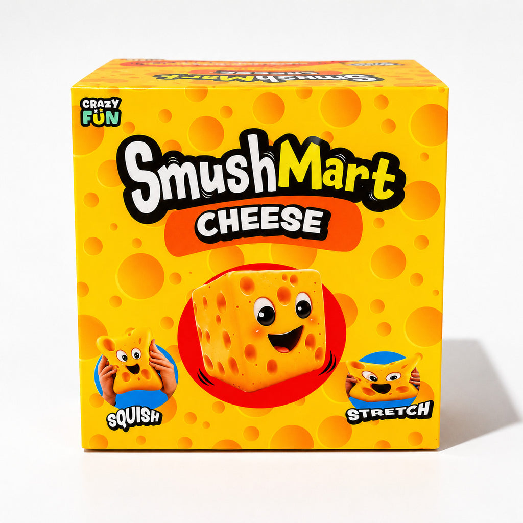 RMS Crazy Fun SmushMart Cheese Squishy Stretch Sensory Fidget Toy NEW
