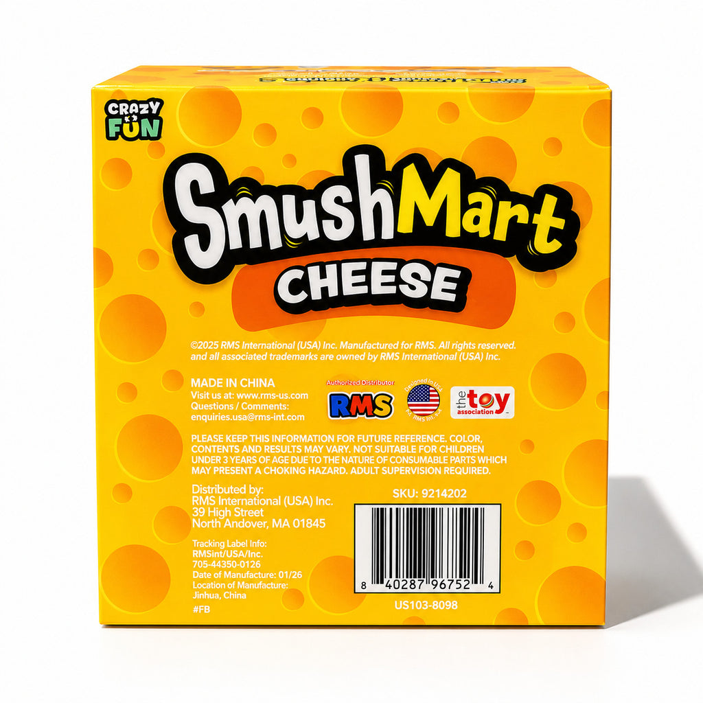 RMS Crazy Fun SmushMart Cheese Squishy Stretch Sensory Fidget Toy NEW